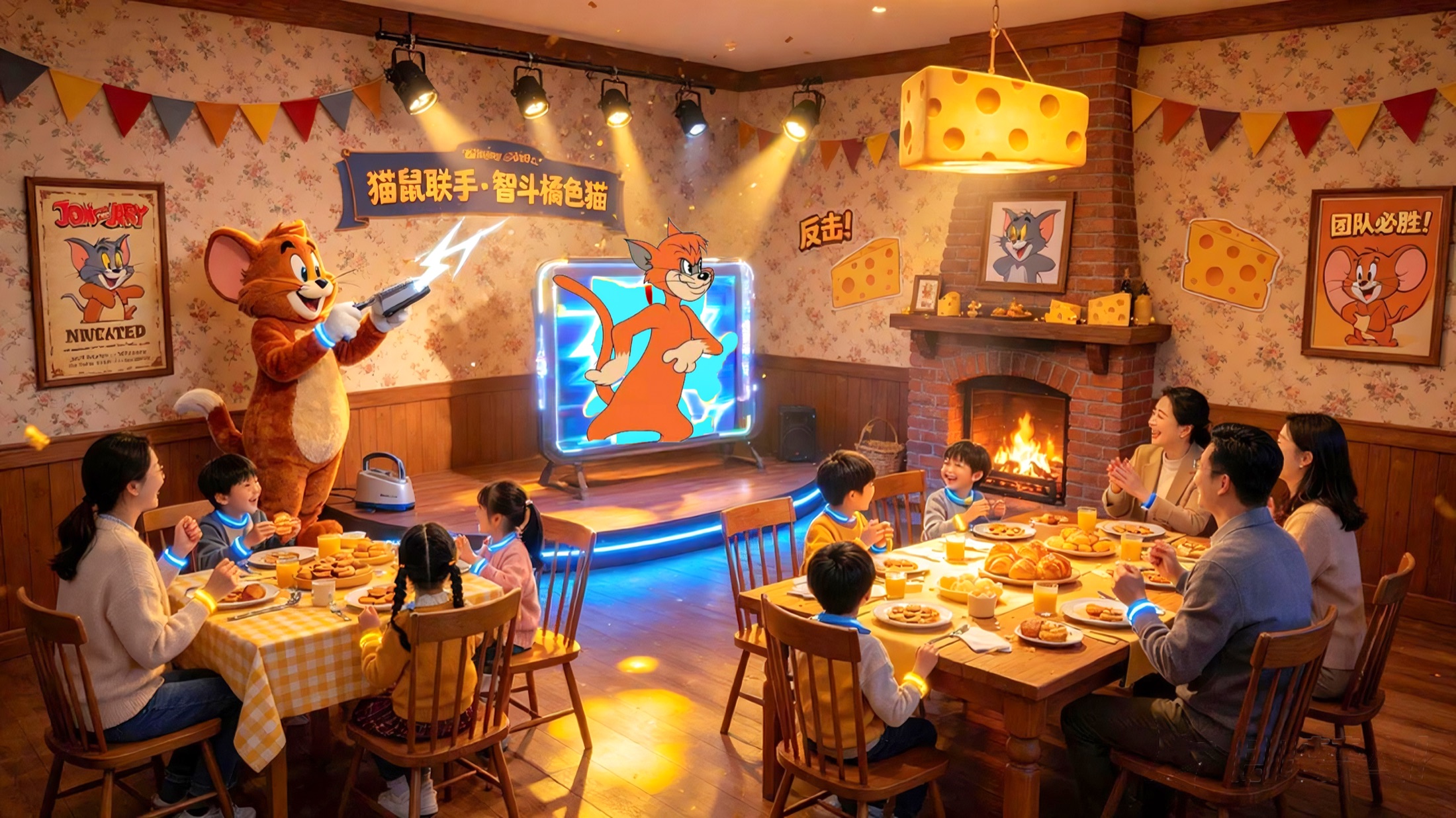 Family party room concept with Jerry performance