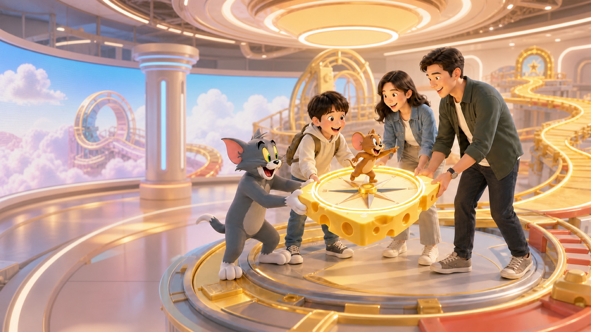 A modern family joins Tom and Jerry inside an indoor FEC